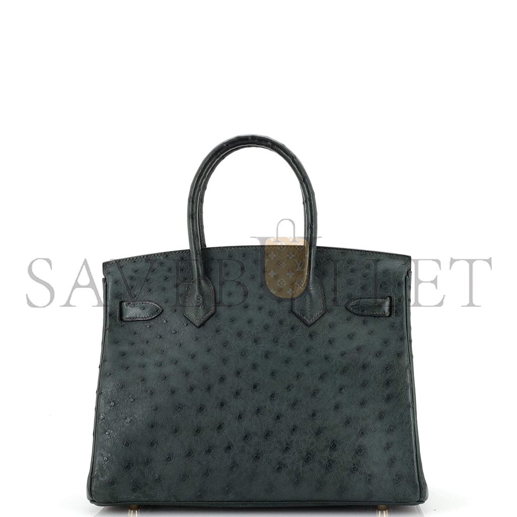 HERMÈS MASTER BIRKIN 25 OSTRICH VERT CYPRES GOLD BUCKLE H041944CK79 (25*20*13cm)